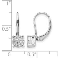 14k White Gold 1/6 carat Lab Grown Diamond VS/SI+ G+ Complete Cluster Drop Leverback Earrings