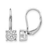 14k White Gold 1/6 carat Lab Grown Diamond VS/SI+ G+ Complete Cluster Drop Leverback Earrings