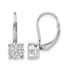 14k White Gold 1/6 carat Lab Grown Diamond VS/SI+ G+ Complete Cluster Drop Leverback Earrings
