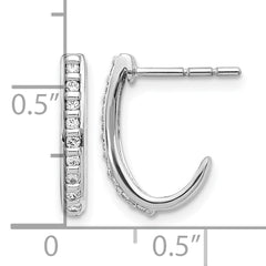 10k White Gold Diamond J-Hoop Post Earrings
