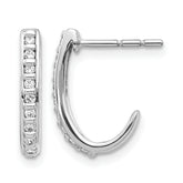 10k White Gold Diamond J-Hoop Post Earrings