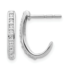10k White Gold Diamond J-Hoop Post Earrings