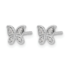 14k White Gold Diamond Butterfly Post Earrings