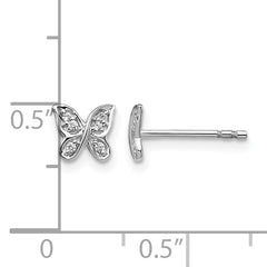 14k White Gold Diamond Butterfly Post Earrings
