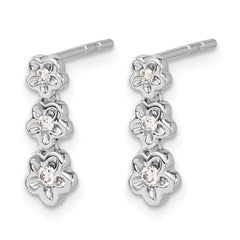 14k White Gold Diamond 3-flower Post Earrings