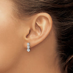 14k White Gold Diamond 3-flower Post Earrings