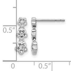 14k White Gold Diamond 3-flower Post Earrings