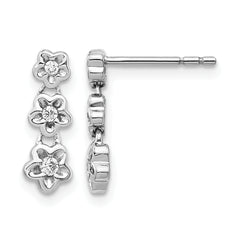 14k White Gold Diamond 3-flower Post Earrings