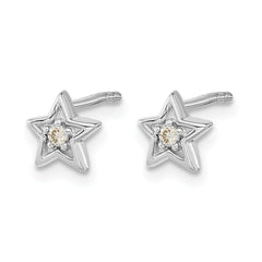 14k White Gold Diamond Star Post Earrings