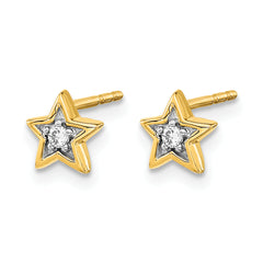 14k Gold Diamond Star Post Earrings