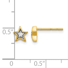 14k Gold Diamond Star Post Earrings