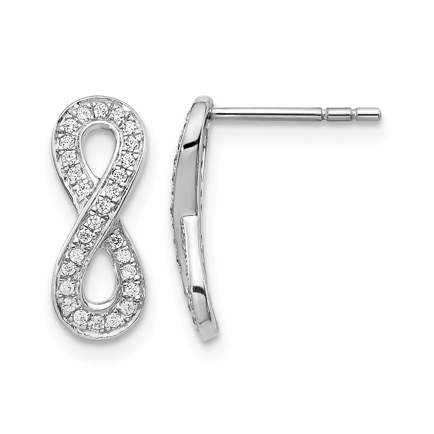 14k White Gold Diamond Infinity Earrings