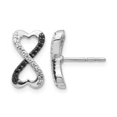 14k White Gold Black and White Diamond Infinity Heart Post Earrings
