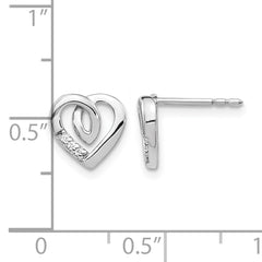 14k White Gold Diamond Heart Post Earrings