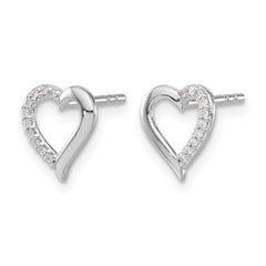 14k White Gold Diamond Heart Earrings