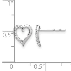 14k White Gold Diamond Heart Earrings