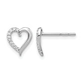 14k White Gold Diamond Heart Earrings