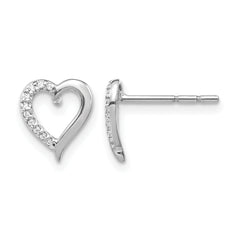 14k White Gold Diamond Heart Earrings
