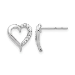 14k White Gold 1/10 carat Lab Grown Diamond VS/SI+ G+ Complete Heart Post Earrings