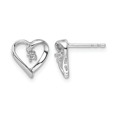 14k White Gold Fancy Diamond Heart Earring Mounting (No Stone Included)s