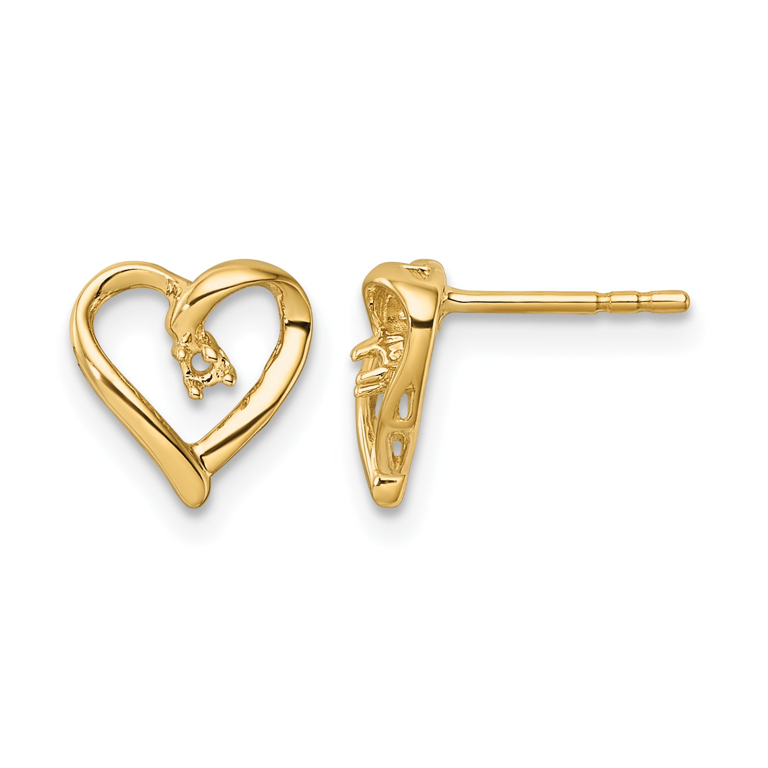 14k Fancy Diamond Heart Earring Mounting (No Stone Included)s