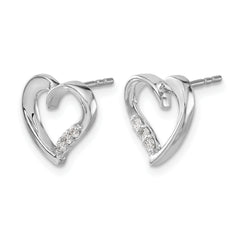 14k White Gold Diamond Heart Earrings