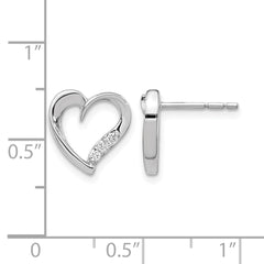 14k White Gold Diamond Heart Earrings