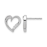 14k White Gold Diamond Heart Earrings