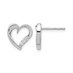 14k White Gold Diamond Heart Earrings