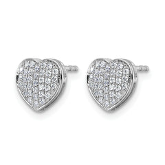 14k White Gold Diamond Heart Post Earrings