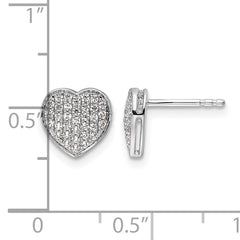 14k White Gold Diamond Heart Post Earrings