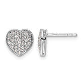 14k White Gold Diamond Heart Post Earrings