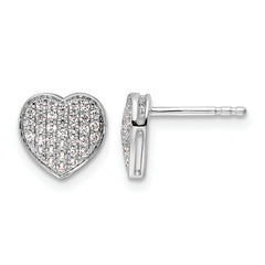 14k White Gold Diamond Heart Post Earrings