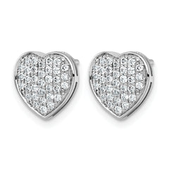 14k White Gold 1/2ct. Diamond Heart Post Earrings