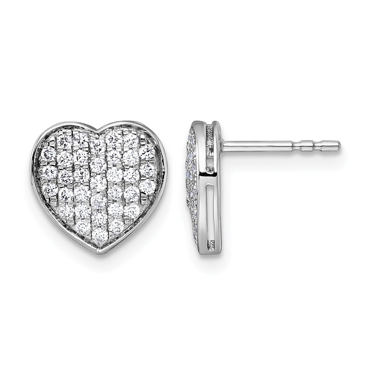 14k White Gold 1/2ct. Diamond Heart Post Earrings