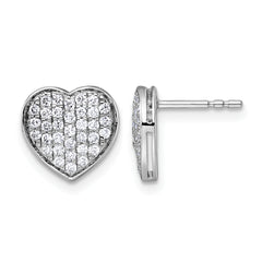 14k White Gold 1/2ct. Diamond Heart Post Earrings