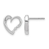 14k White Gold Diamond Heart Post Earrings