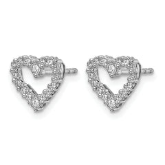 14k White Gold Diamond Heart Earrings