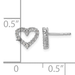 14k White Gold Diamond Heart Earrings