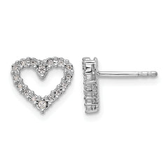 14k White Gold Diamond Heart Earrings