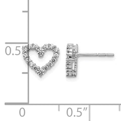 14k White Gold Diamond Heart Earrings