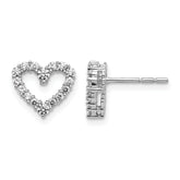 14k White Gold Diamond Heart Earrings