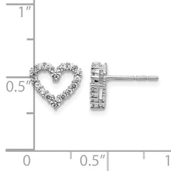 14k White Gold Diamond Heart Earrings