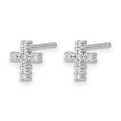 10k White Gold Polished Diamond Cross Post Earrings
