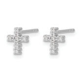 14k White Gold 1/10 carat Lab Grown Diamond VS/SI+ G+ Cross Post Earrings