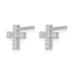 14k White Gold 1/10 carat Lab Grown Diamond VS/SI+ G+ Cross Post Earrings