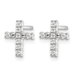 14k White Gold Polished Diamond Cross Post Earrings