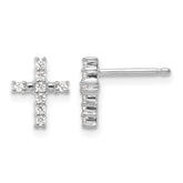 14k White Gold Polished Diamond Cross Post Earrings