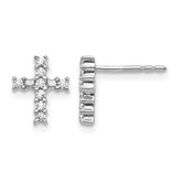 14K White Gold 1/5 ct Diamond Cross Post Earrings