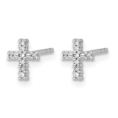 10k White Gold Polished Diamond Cross Post Earrings